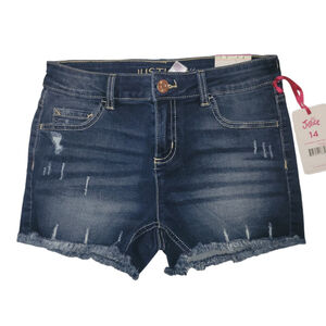 Girls Justice Distressed Classic Denim Dark Wash Shorts Size 14